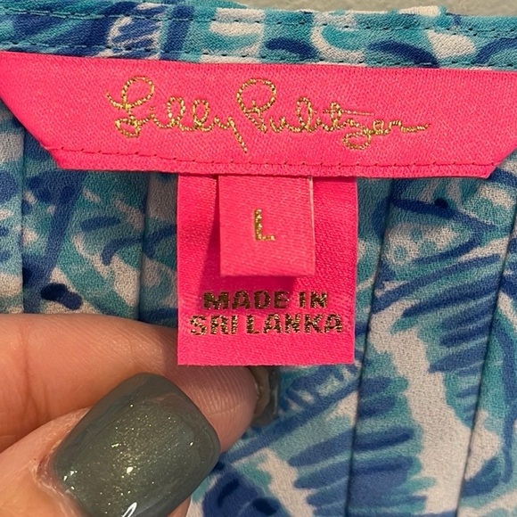 Lilly Pulitzer “Marilina” tunic top in amalfi blue by the seashore print L - Picture 4 of 5